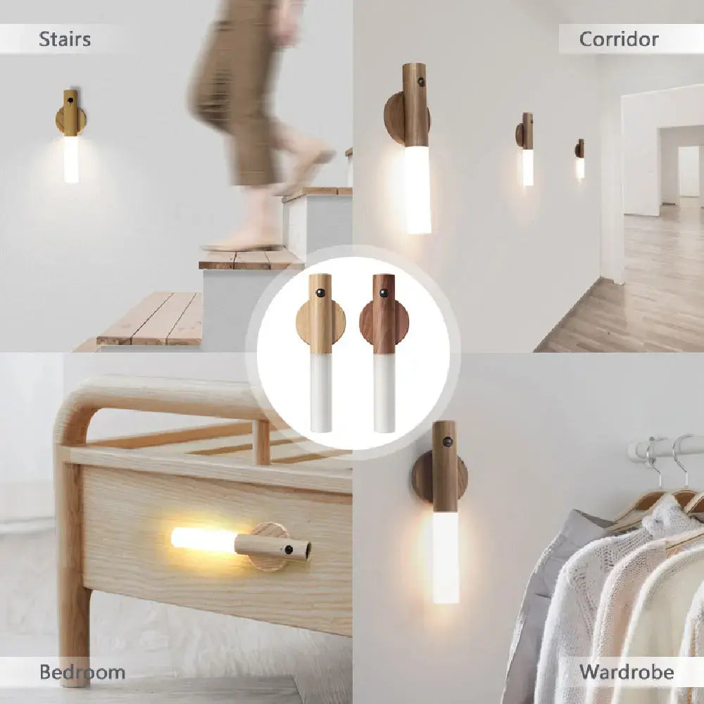 LED Wood Night Light Magnetic USB Lamp For Home