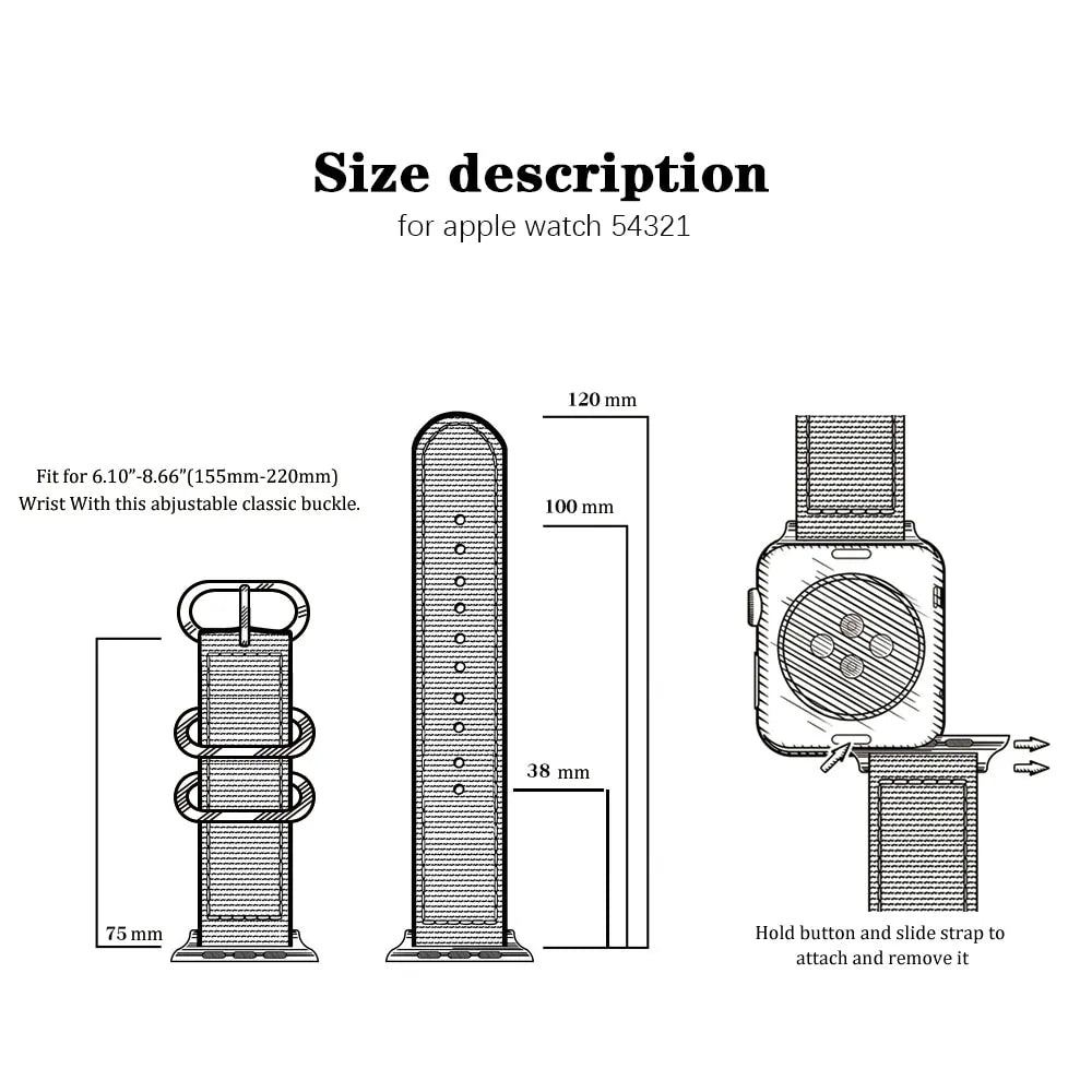 Nylon and Leather Watchband for Apple Watch