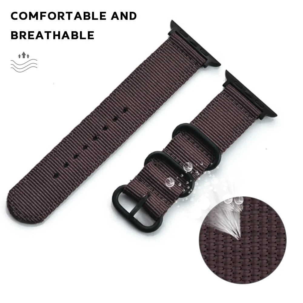 Nylon and Leather Watchband for Apple Watch