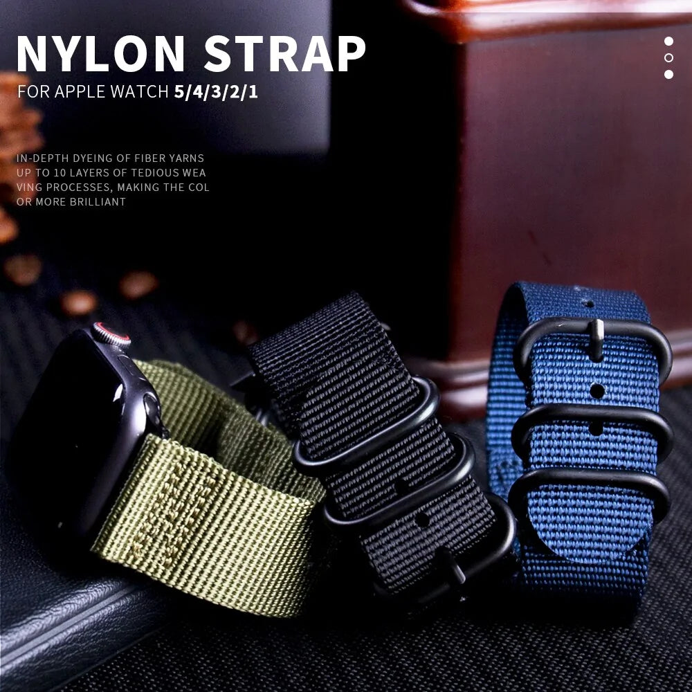 Nylon and Leather Watchband for Apple Watch