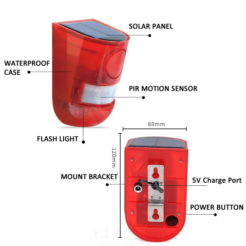 Solar Infrared Motion Sensor Alarm