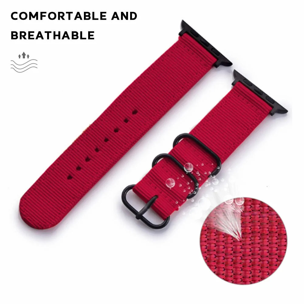 Nylon and Leather Watchband for Apple Watch