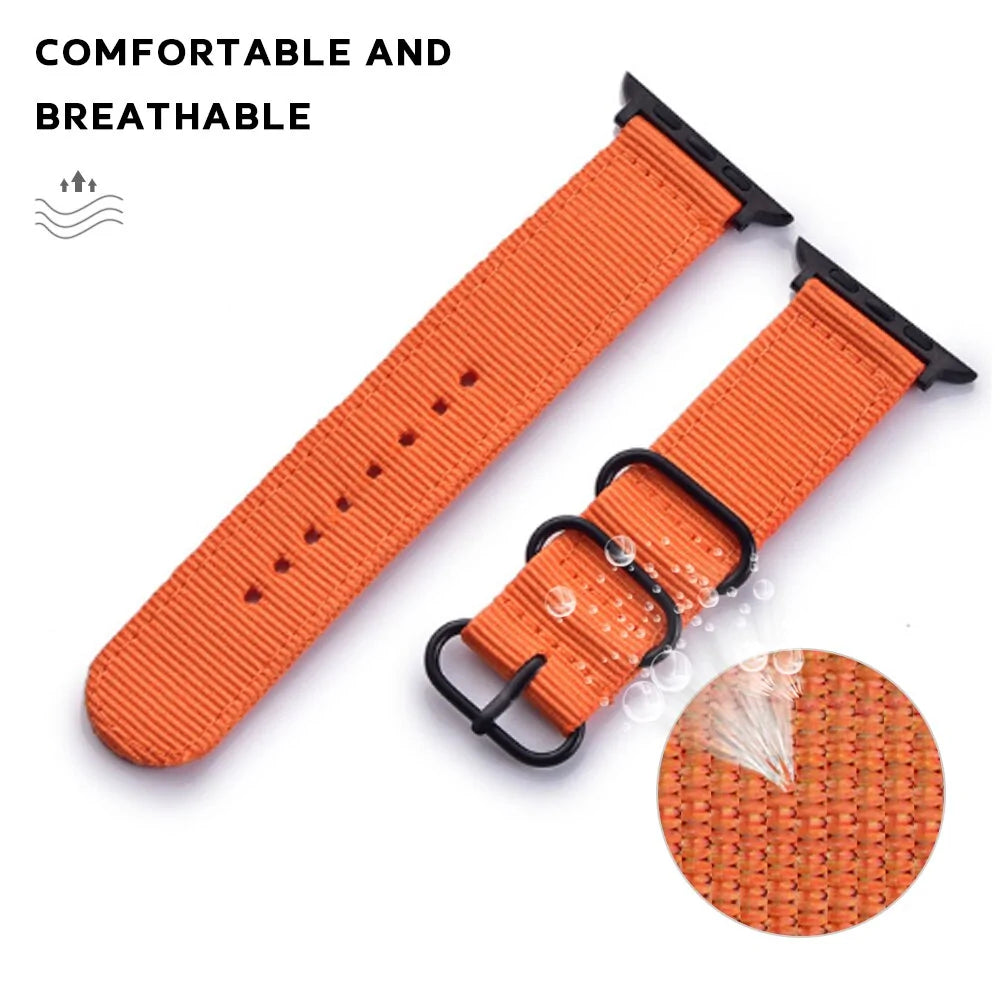 Nylon and Leather Watchband for Apple Watch