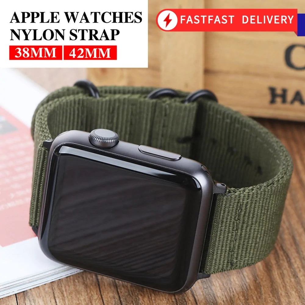 Nylon and Leather Watchband for Apple Watch