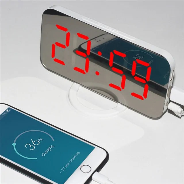 Digital LED Display Alarm Clock With 2 USB Output Ports