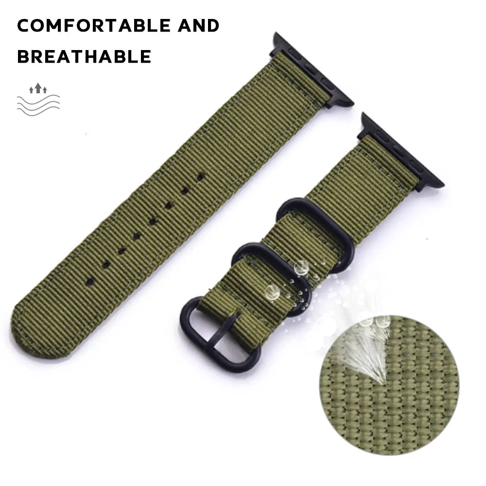 Nylon and Leather Watchband for Apple Watch